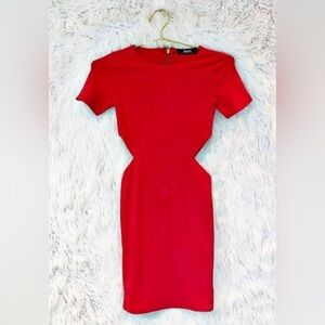 𝅺lulu’s side cutout red bodycon dress